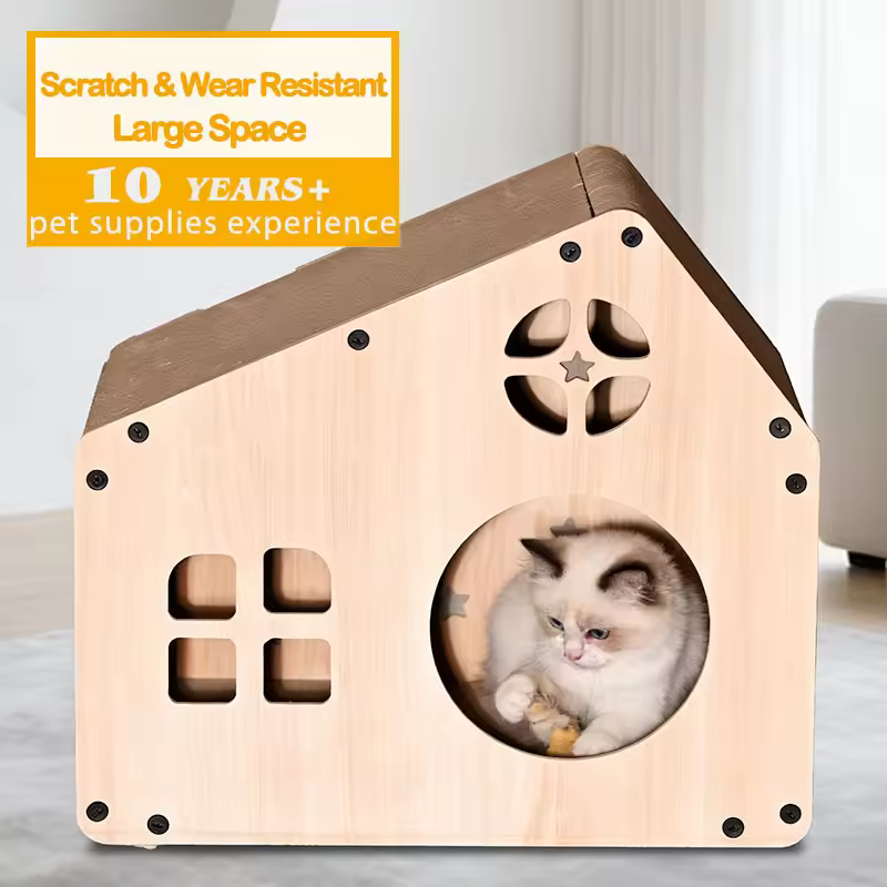 Wall-Mounted Cat Scratch Pad, Large Cat House and Scratcher Combo, Anti-Scratch and No Debris